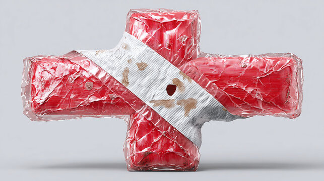 A symbolic depiction of a first aid cross, a beacon of hope and assistance in times of need. The red cross, an internationally recognized emblem, symbolizes the provision of care, compassion.