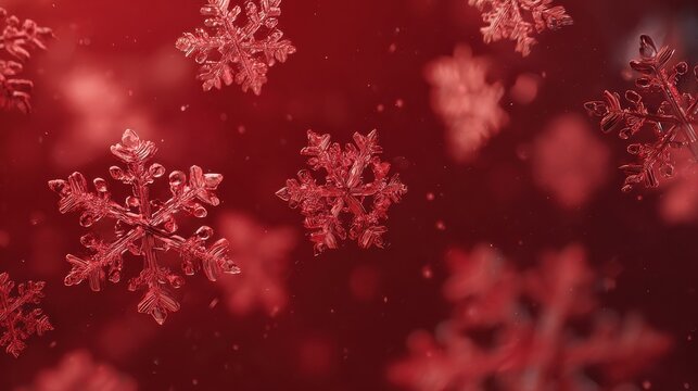 sparkling red christmas snowflakes falling festive holiday background seamless pattern