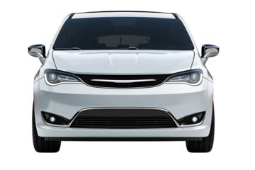 City minivan featuring a panoramic front windshield and LED headlights isolated on transparent White background png