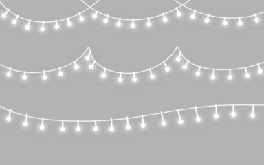 White Fairy String Lights Set: Hanging Warm White Decorative Bulbs Banner Elements