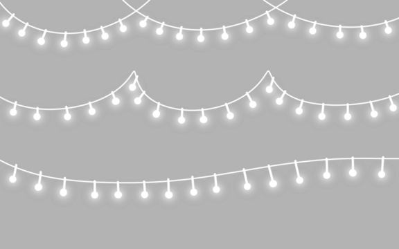 White Fairy String Lights Set: Hanging Warm White Decorative Bulbs Banner Elements