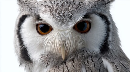 Naklejka premium Owl perched quietly with striking features in a soft light setting