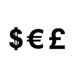 Global financial market currency symbols representing wealth, investment, banking, and international trade: dollar, euro, and pound sterling signs isolated on clean white background.