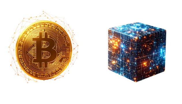  Blockchain and Cryptocurrency Concept Bundle — isolated on transparent background