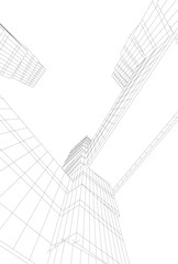 Architectural drawings vector 3d illustration