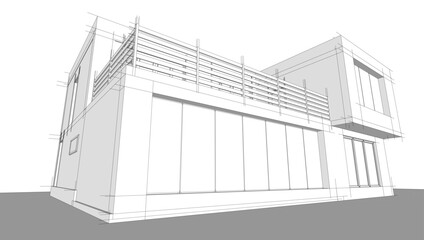 Architectural drawings vector 3d illustration