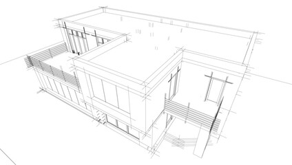 Architectural drawings vector 3d illustration