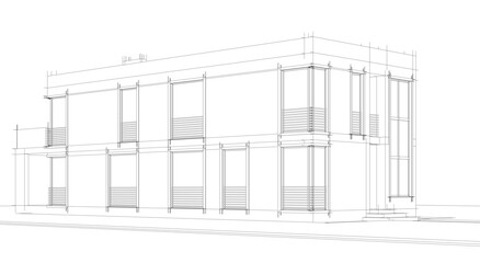 Architectural drawings vector 3d illustration