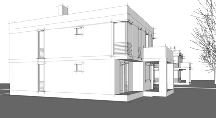 Architectural drawings vector 3d illustration