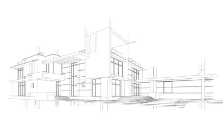Fototapeta premium Architectural drawings vector 3d illustration