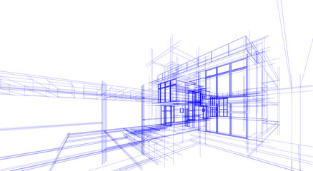 Architectural drawings vector 3d illustration