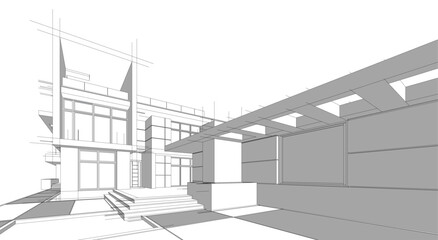 Architectural drawings vector 3d illustration