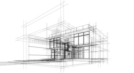 Obraz premium Architectural drawings vector 3d illustration