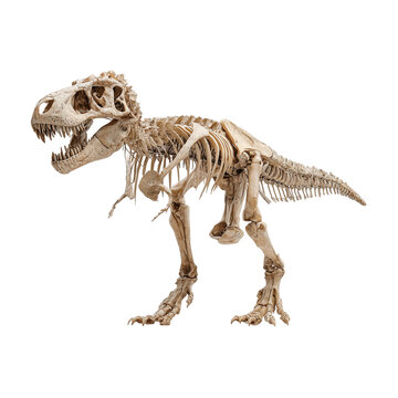 Tyrannosaurus Rex skeleton fossil isolated on transparent White background png