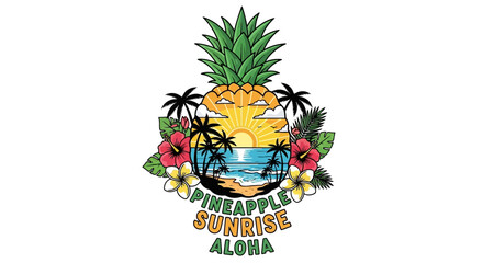 Pineapple Sunrise Aloha Tropical Beach Design.