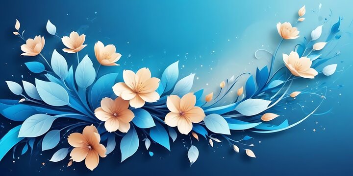 Blue and white flowery design with a blue background - Powered by Adobe
