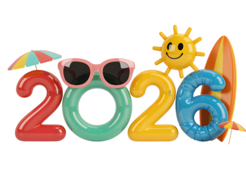 Happy new year 2026 with summer elements