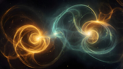 Abstract fractal burst with glowing space background