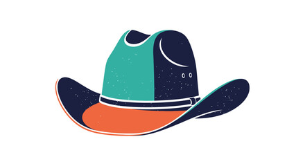 Colorful stylized cowboy hat illustration on a white background.