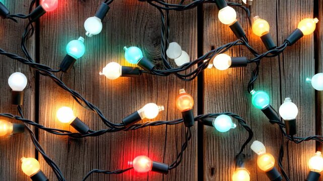 Colorful lights twinkle and glow, enhancing the cheerful mood of the gathering in a warm, inviting environment