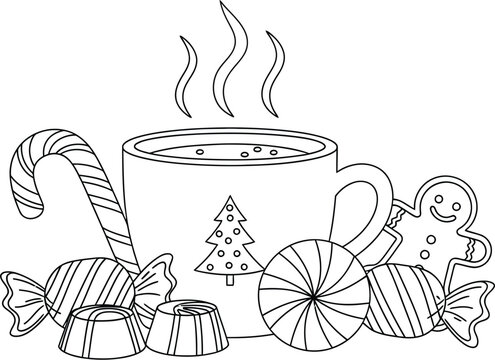 Christmas sweets hot chocolate candy cane gingerbread holiday season winter treat - Powered by Adobe