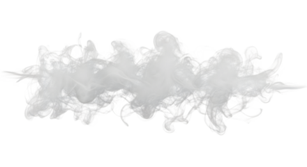 Wispy white smoke stream element flowing across transparent checkerboard digital background