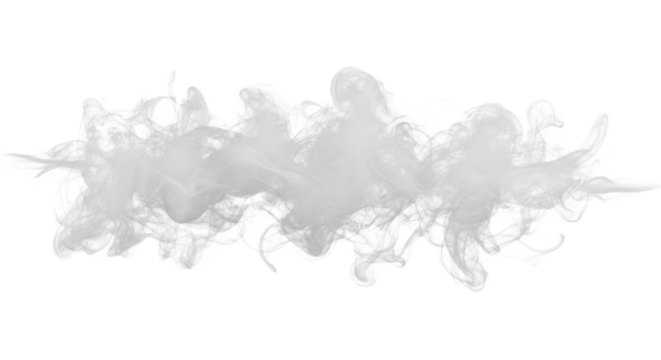 Wispy white smoke stream element flowing across transparent checkerboard digital background