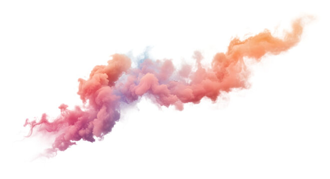 Vibrant colorful smoke plume exploding in beautiful soft pastel cloud formation