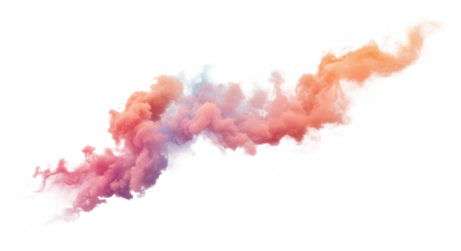Vibrant colorful smoke plume exploding in beautiful soft pastel cloud formation