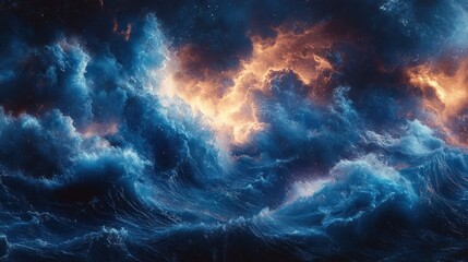 Fierce, swirling clouds of blue and orange