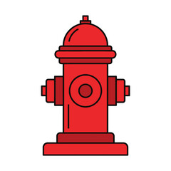 Red fire hydrant, a vital emergency water source for fire departments and city safety, depicted in a clear, flat-style vector illustration, ready for use in urban-themed designs.