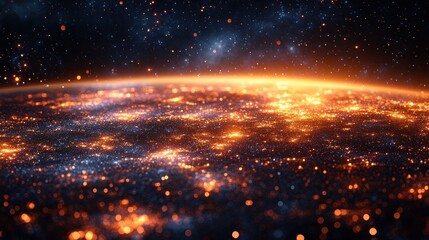 Fototapeta premium Fiery Earth from space, city lights ablaze