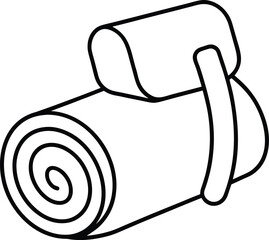 Backpack with Rolled Sleeping Bag Line Art Vector Illustration Isolated on White Background