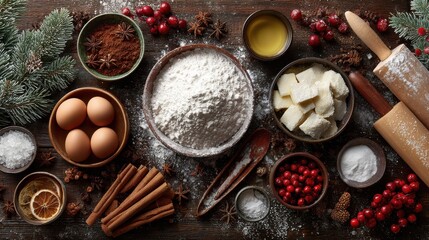 christmas holiday baking recipe template with ingredients and instructions