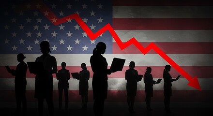 American economic downturn impacting women's workforce participation and financial stability in 2024, showing hardship and anxiety for many families