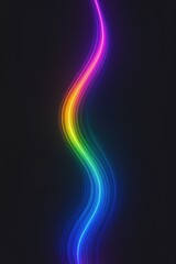 Abstract, colorful light trail artfully curves against a dark, contrasting backdrop