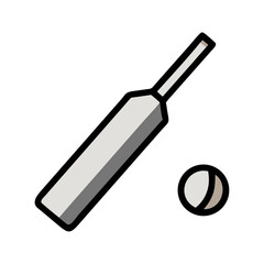 Cricket Bat and Ball Sports Equipment Icon Vector Illustration