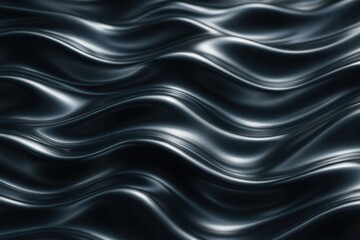 Abstract fluid waves of dark, reflective material in a seamless pattern.