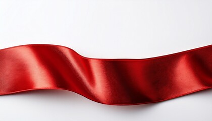 Obraz premium Beautiful Red Ribbon Isolated On White Top View Space For Text Photo Isolated With White Highlights