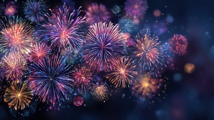 Fototapeta premium vibrant fireworks illuminate the starry night celebrating festive events and holidays