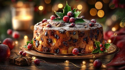 holiday fruit cake extravaganza with christmas lights and traditional panettone  christmas holiday