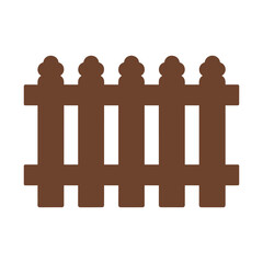 Brown Wooden Fence Icon Isolated on White Background