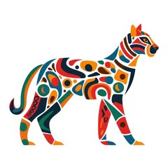 Naklejka premium Vector leopard impressionism art kangaroo wildlife.