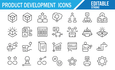 Editable Stroke Icons of Prototyping, Planning, Testing, and Growth