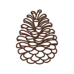 Brown Pine Cone Illustration Isolated on White Background