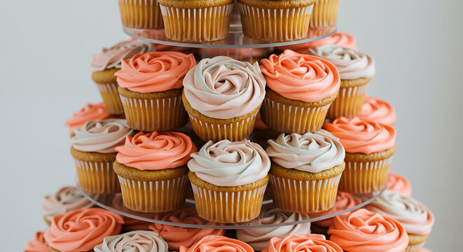 Elegant Cupcake Tower with Swirled Frosting