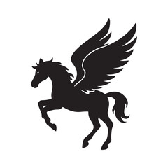 Fototapeta premium Black running horse silhouette vector illustration of a wild stallion