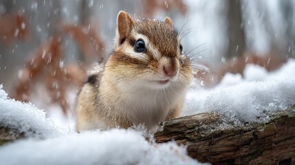 a chipmunk in the winter wonder