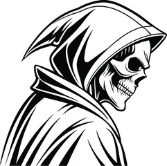 Grim Reaper Side Profile Illustration