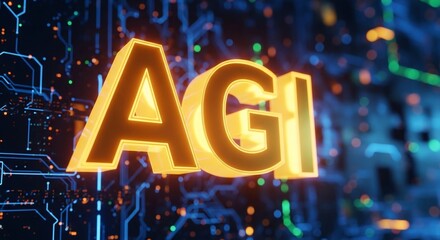 Futuristic AGI concept with glowing network for AI innovation and advanced digital solutions